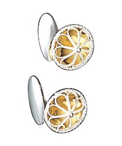 Hovedbilde Mansjettknappar, kvit/forgylt