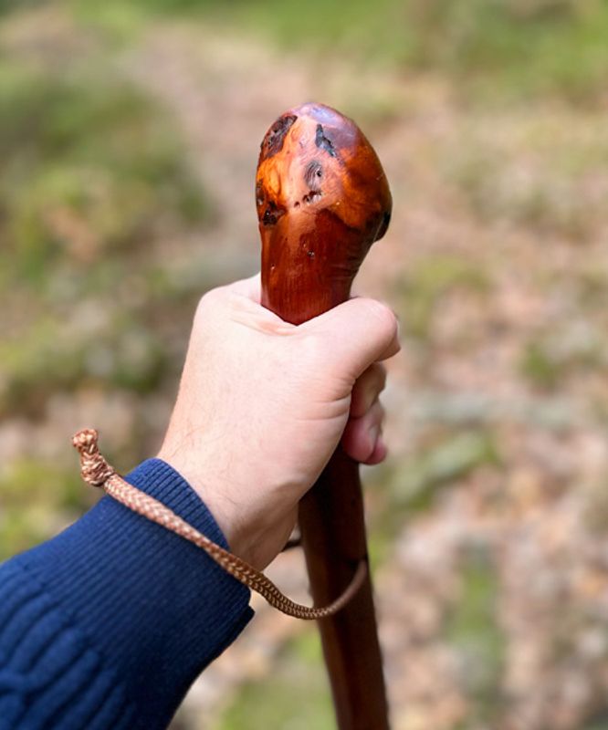 Håndlaget vandrestav i kastanje