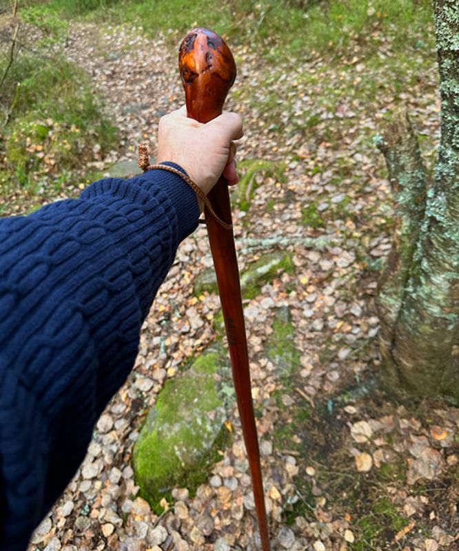 Håndlaget vandrestav i kastanje